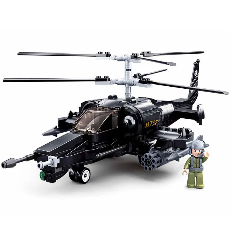 

330PCS Sluban Military KA-50 Armed Helicopter Building Blocks Kids Plane Educational Bricks Toys Model Gift For Children Boys