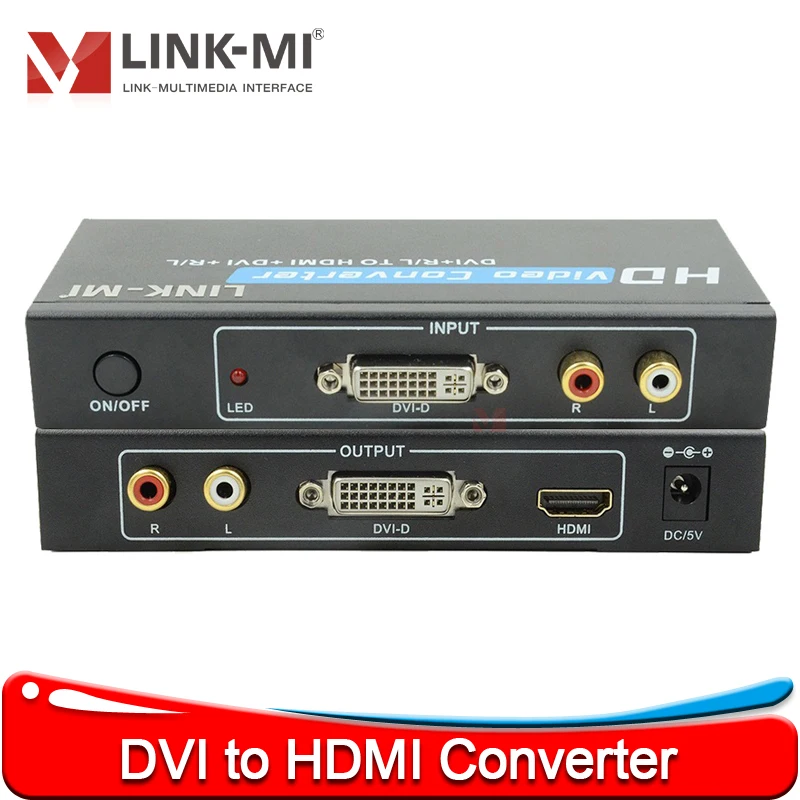 

Преобразователь DVI в HDMI/DVI поддерживает HD-видео 1080p с RCA-аудио Конвертер DVI в HDMI Конвертер DVI HDMI