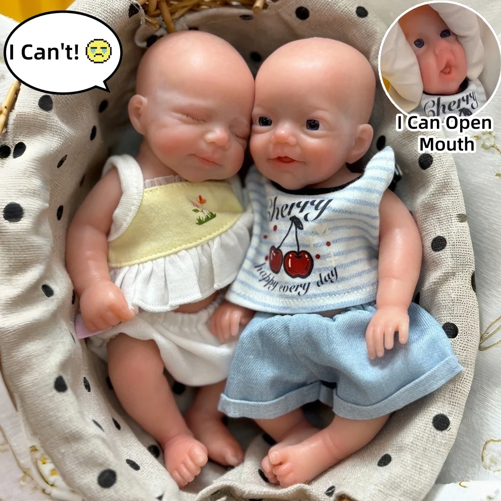 

2 стиля/20 см моющаяся полностью твердая силиконовая кукла Bebe Reborn для девочек и мальчиков с 3D-окрашенной кожей, мягкие на ощупь, реалистичные куклы для новорожденных