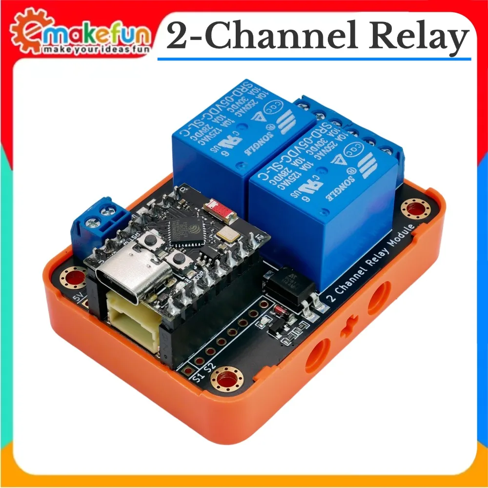 modulo-de-rele-de-2-canais-entrada-5v-ativacao-por-nivel-baixo-placa-de-expansao-de-rele-opto-isolada-para-esp32-arduino-microbit-automacao-de-casa-inteligente