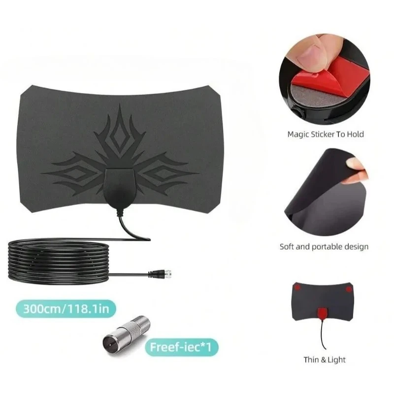 ​ ​ Antenna TV HD ad alto guadagno 4K - Antenna interna attiva Booster con spina UE con amplificatore di segnale ​ ​