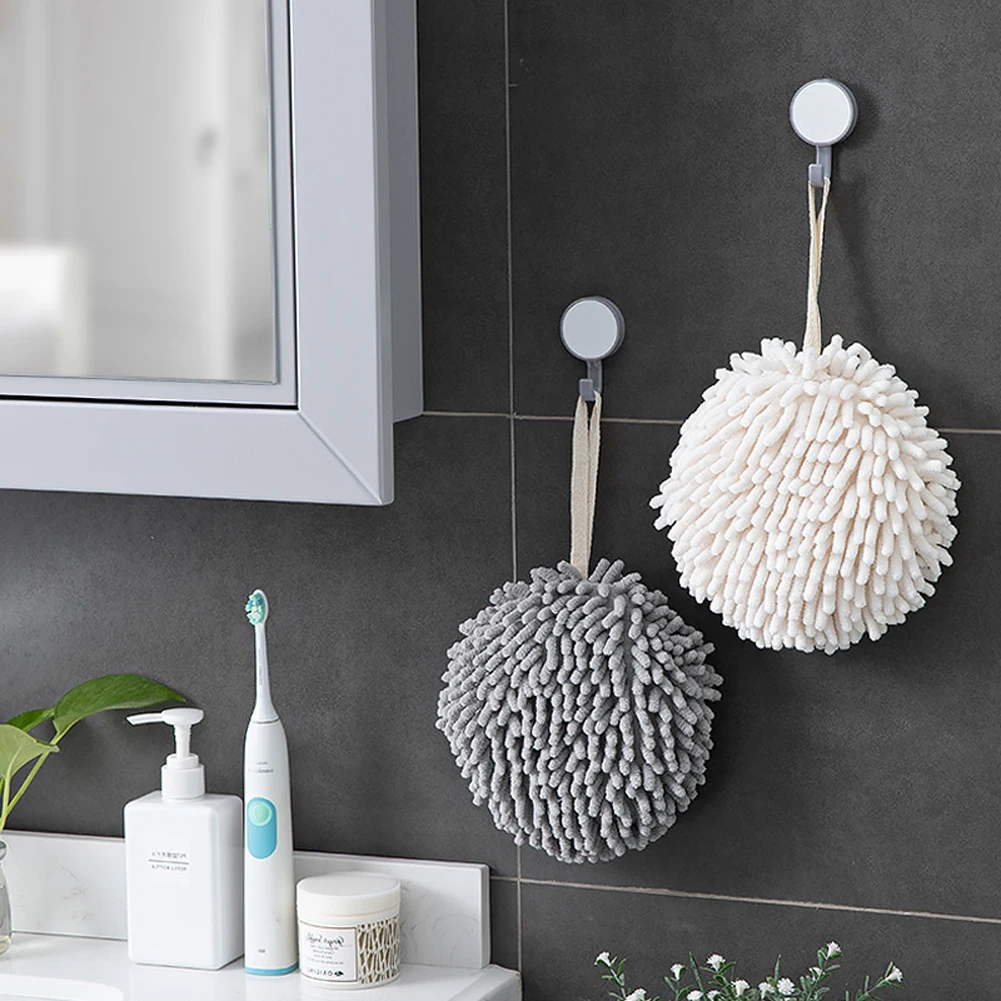 Soft Hand Towel Ball Thick Super Absorbent Wall-Mounted Hanging Wipe Cloth Velvet Sponge Bathroom Kitchen Accessories