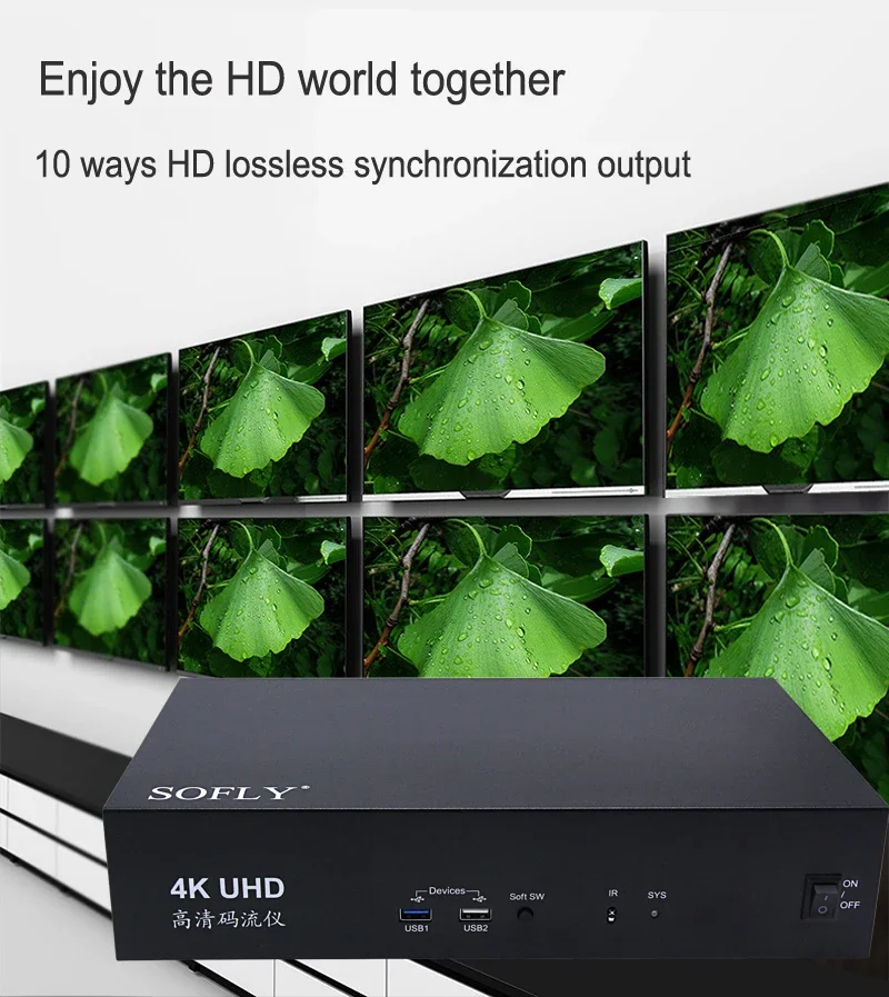 Lecteur de streaming vidéo Ultra HD, 4K 60Hz, 10 voies, limitation HDMI 2.0, répartiteur HDMI, USB 3.0, disque flash pour TV gauche