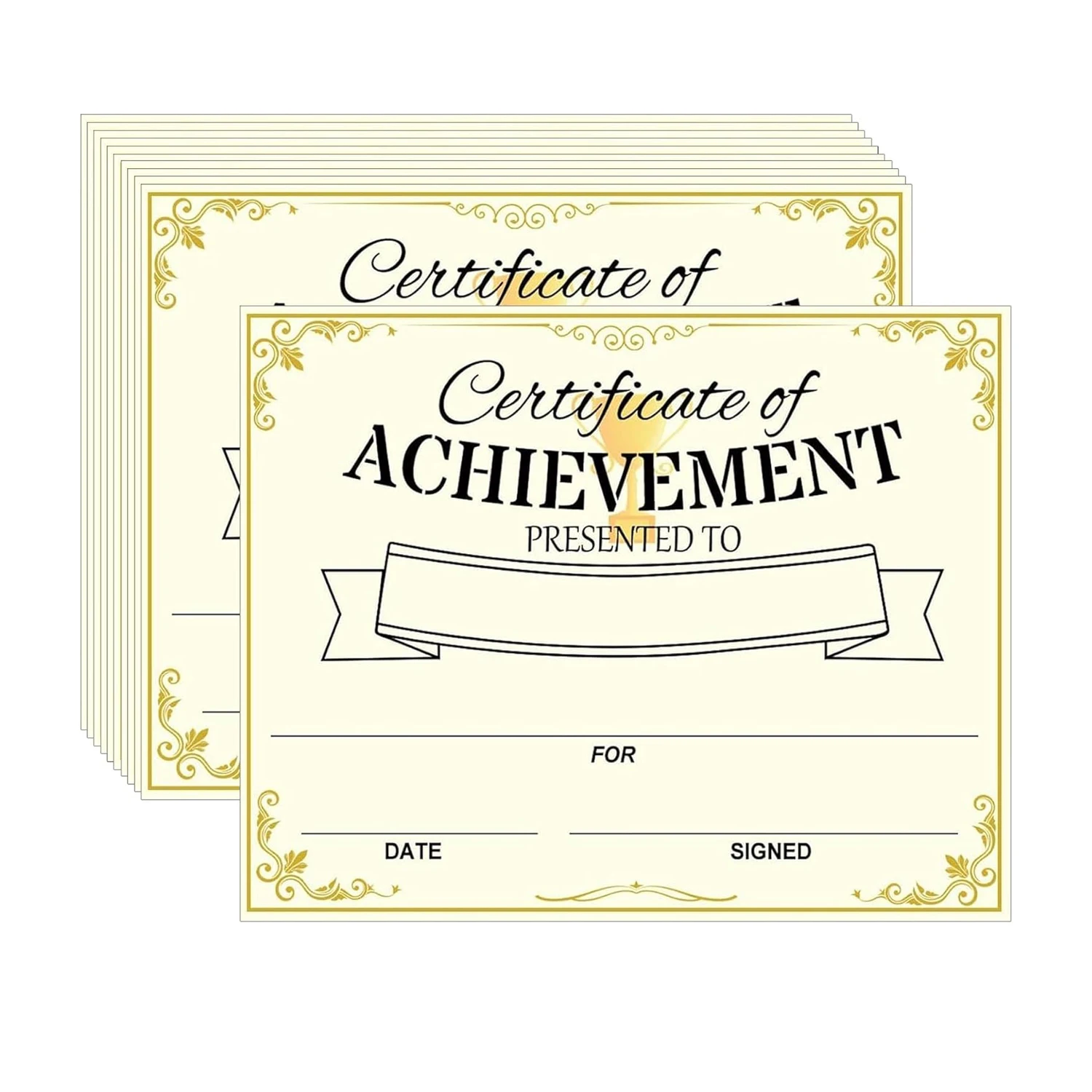 8 * 10 Inch Gold Certificate of Completion Award Card Certificate of Achievement Awards Graduation Diploma Award Certificates 25