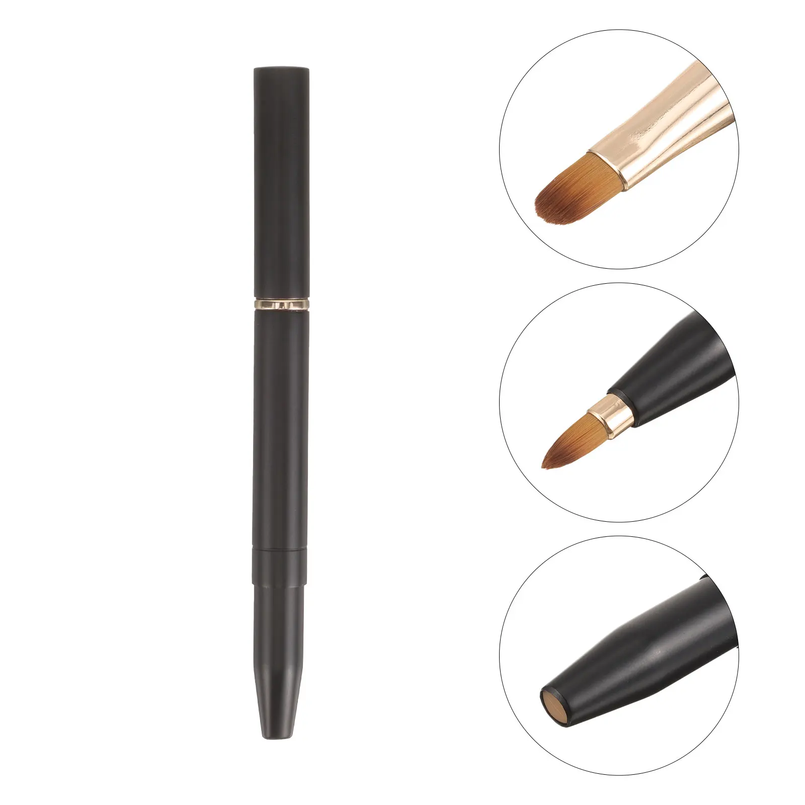 

Double Head Lip Brush Gloss Lipstick Applicator Black Gold Metal Retractable Concealer Eyeshadow Makeup Tool Portable Compact