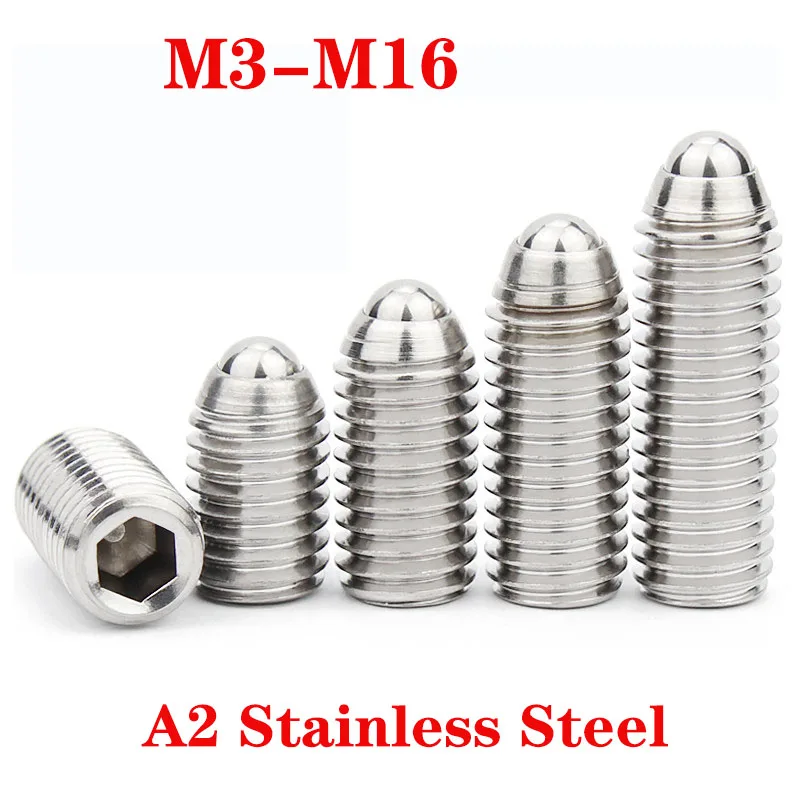 Hex Hexagon Socket Grub Point Set Screw Bolt Spring Ball Plunger High-Quality 304 Stainless Steel M3-M16 Industrial Jig Fittings