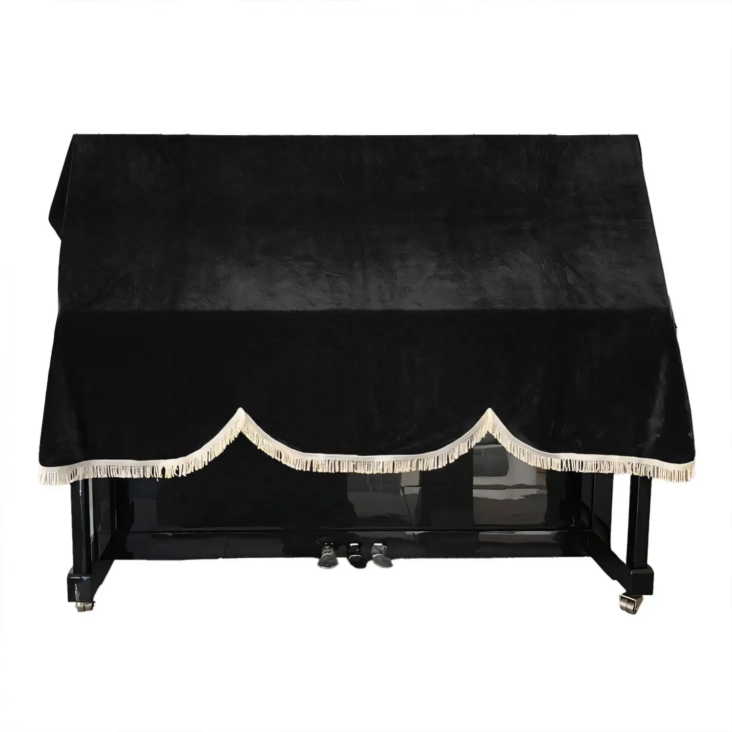 190x150 cm 88 Keys Upright Piano General Use Thick Velvet Dust Proof Cover, Keyboards Organ Black Pleuche Dust Guard