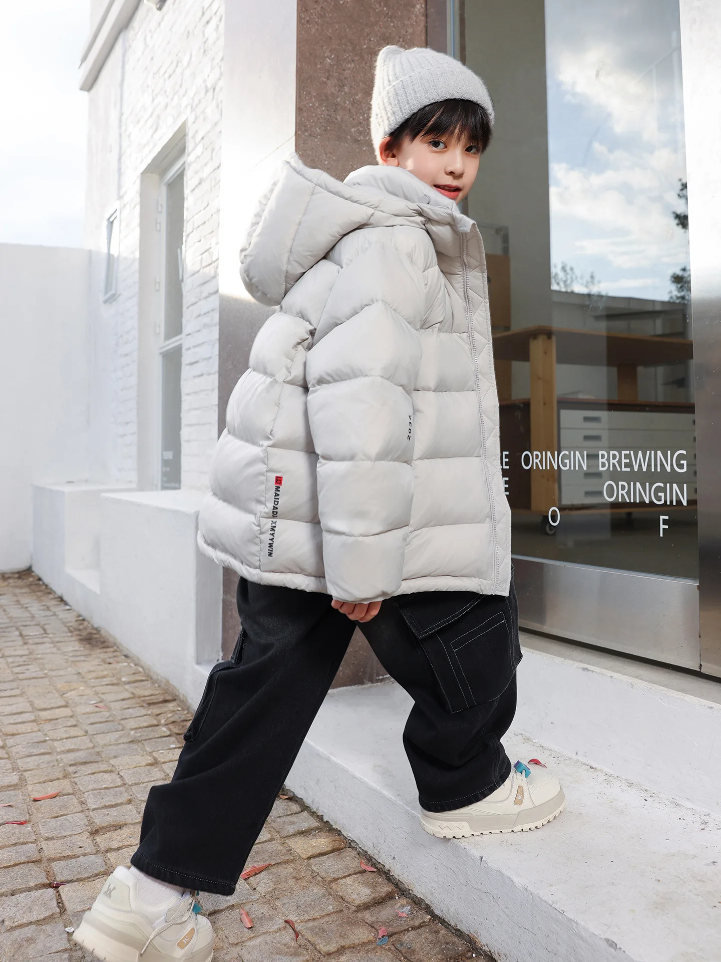 2026 Winter Boys' Three Defenses 90 White Duck Down Down Jacket Thick Bread Jacket