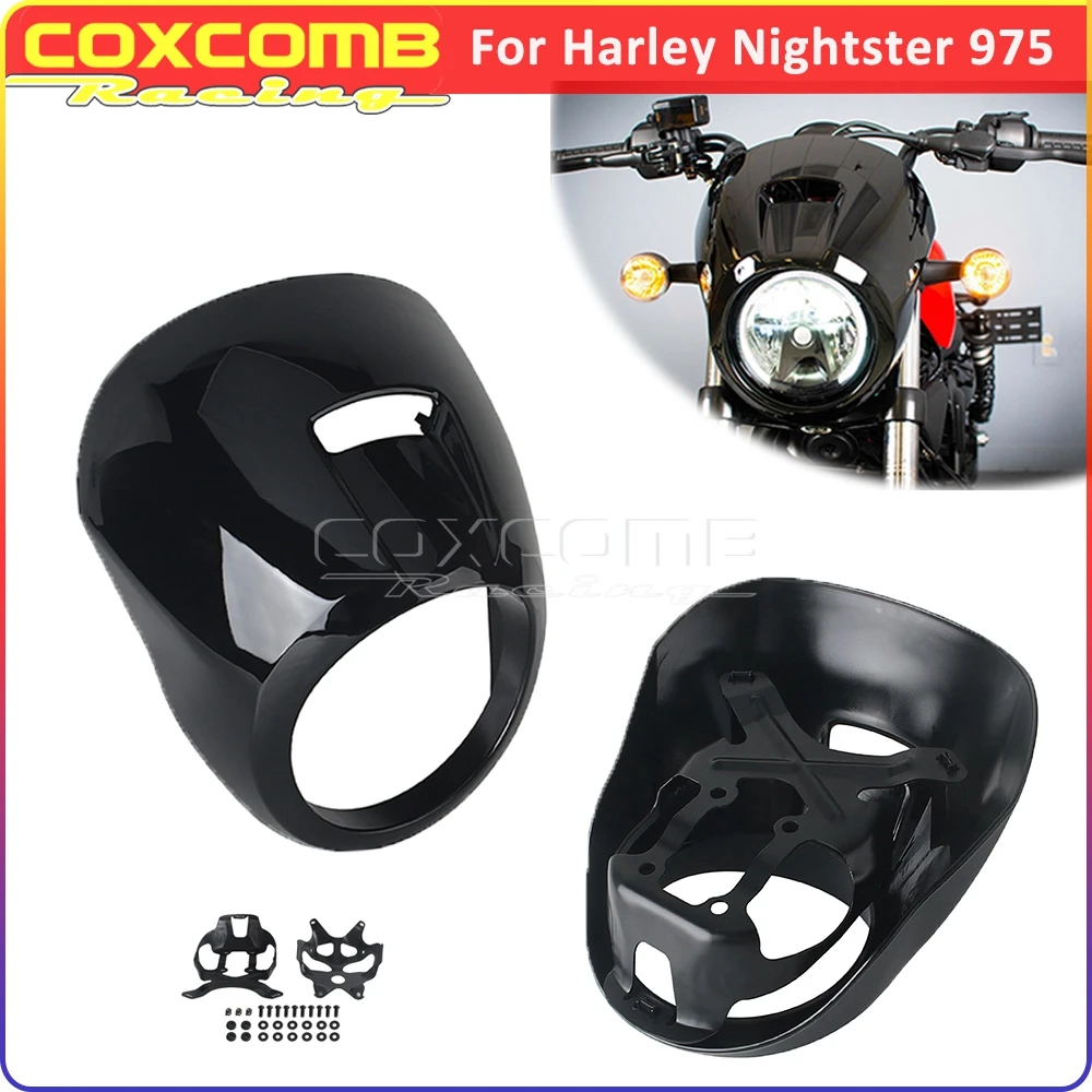 For Harley Nightster 975 RH975 RH 975 2022 2023 2024 Motorcycle Plastic Headlight Fairing Mask Cover Guard Headlamp Cowl Black