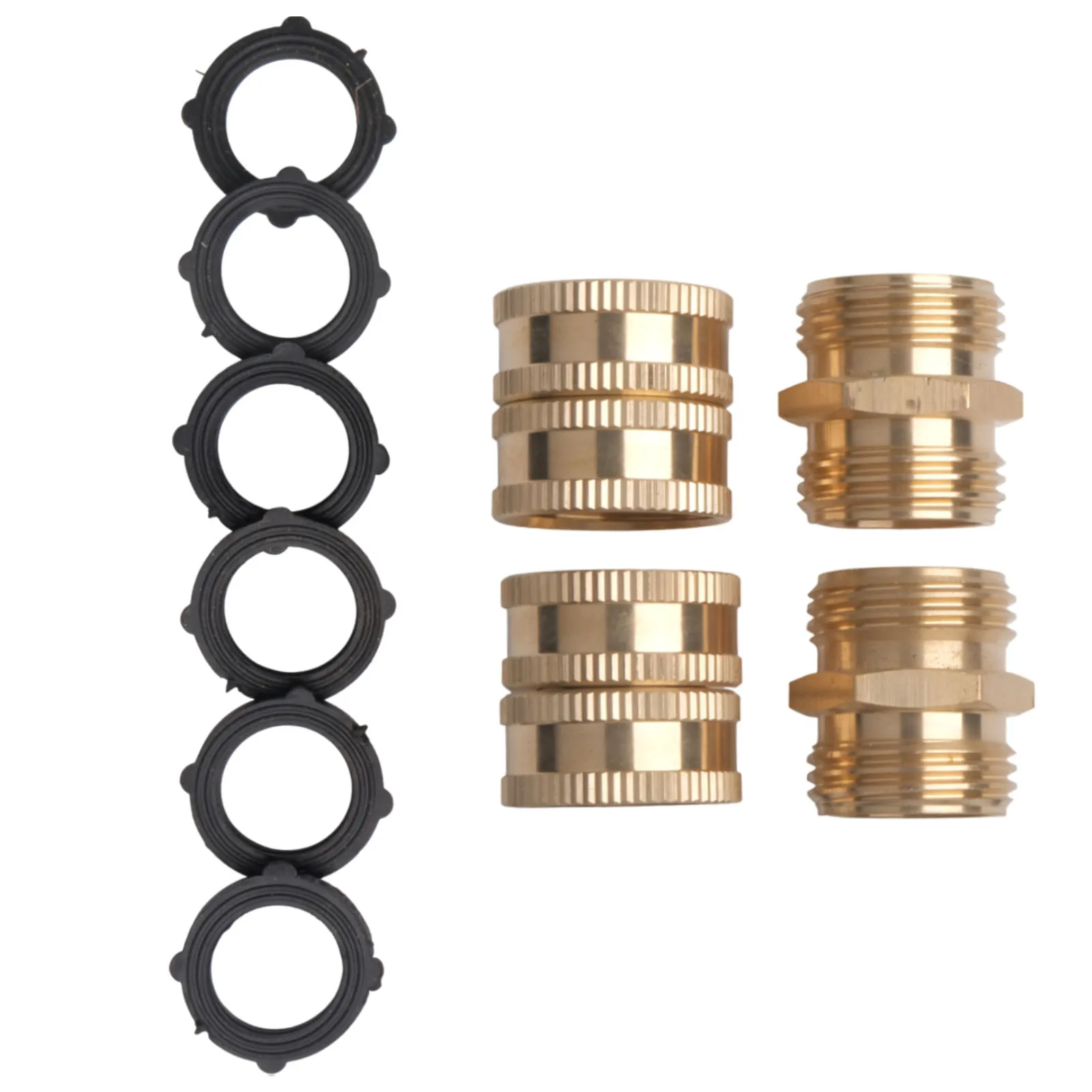 10pcs/set US Garden Hose Adapter Male To Male Female To Female 3/4 Male Thread Inch Brass Connector With Rubber Washers