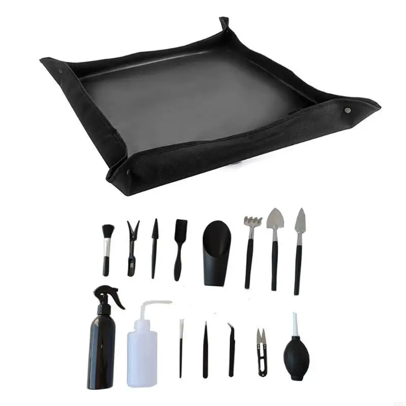 

83XC 13pcs Plants Tools Set Mini Garden Hand Transplanting Mat for Indoor Miniature Fairy Garden Plant Care
