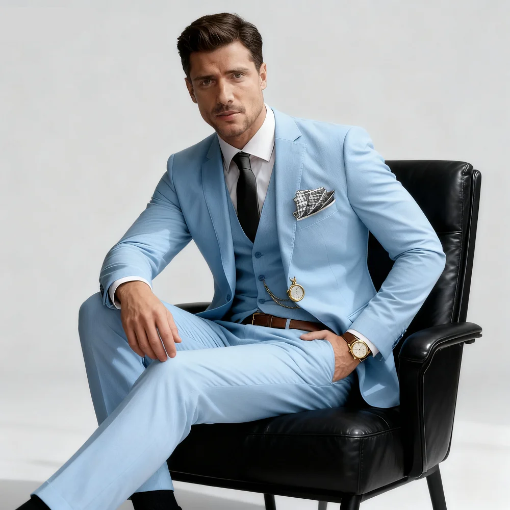 

Elegant Solid Slim Fit Men's Suits Fashion Design Groom Wedding Blazer Vest Pants Set for Party Prom Business Boyfriend Wear