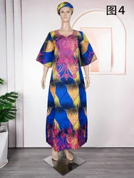 Plus Size African Clothes for Women 2025 New Dashiki Ankara Embroidery Bazin Riche Design Wedding Party Dresses with Headscarf