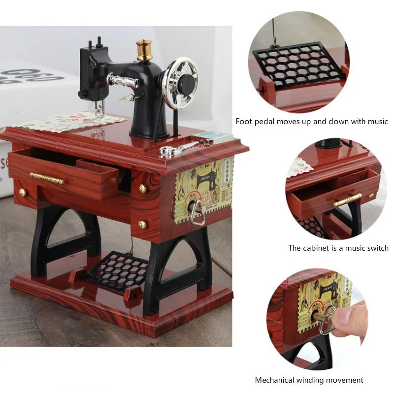 Mini Vintage Retro Nähmaschine Spieluhr Uhrwerk Spieluhr Geschenk Tisch Home Dekoration