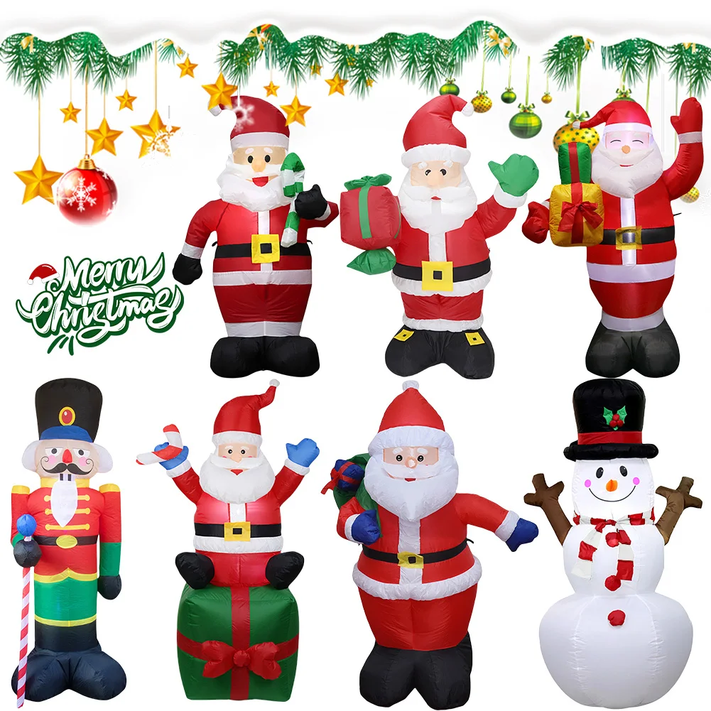 LED Inflatable Cute Air Blown Up Toy Illuminated Santa Claus Ornament Lighted Giant Model Ornament Christmas New Year Gifts