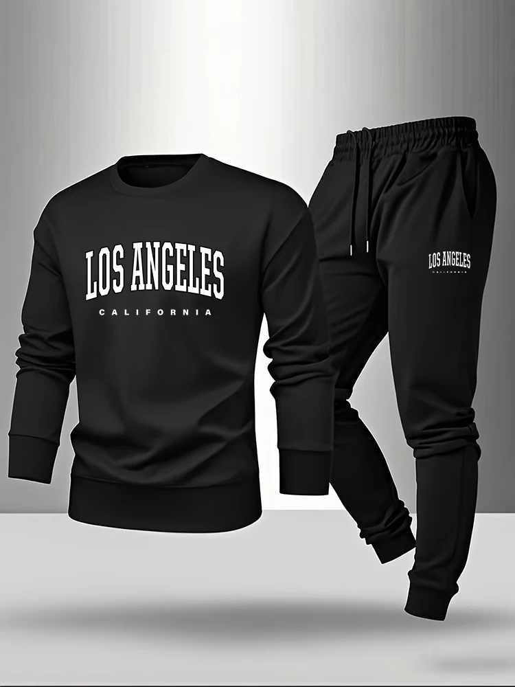 

2026 New Arrival Round Neck Hoodie Sports Pants Spring Autumn Casual Fashion Sweatshirt Sportswear Male Home Outdoor Warm Outfit