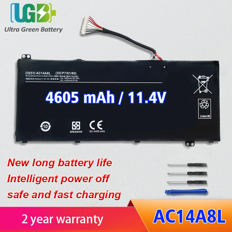 

UGB New AC14A8L Battery For Acer Aspire VN7-571 VN7-571G VN7-591 VN7-591G VN7-791G VN7-791 MS2391 Acer V15 Nitro