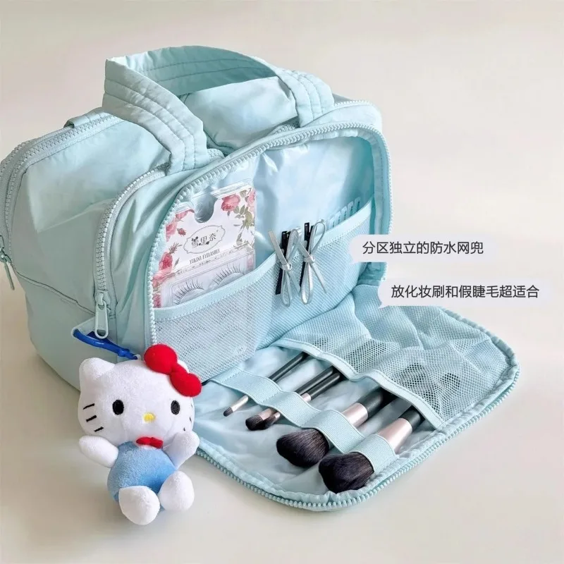 Große, tragbare, leichte Make-up-Tasche für Damen, Reisetasche für verschiedene Aufbewahrungszwecke, tragbarer Organizer, Kosmetiktasche, Waschtasche – Detail 14