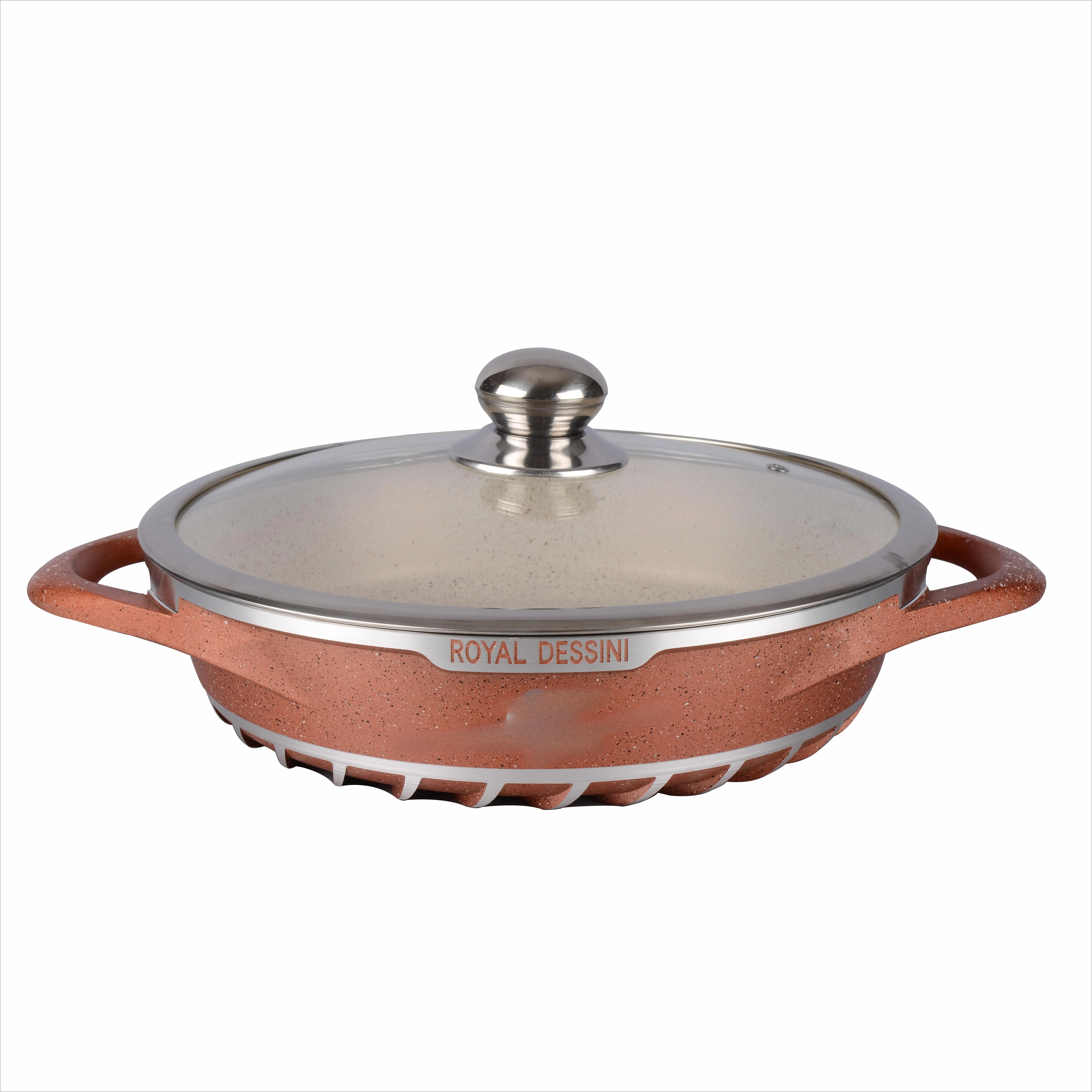 Custom Palm Restaurant Marble Stone Aluminum Pot Kitchen Cookware Sets