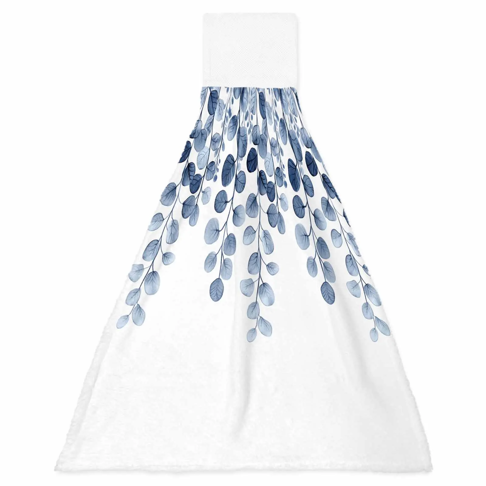 

Abstract Blue Eucalyptus Leaf Hand Towels Kitchen Microfiber Dishcloths Cleaning Cloth Absorbent Hanging Towels