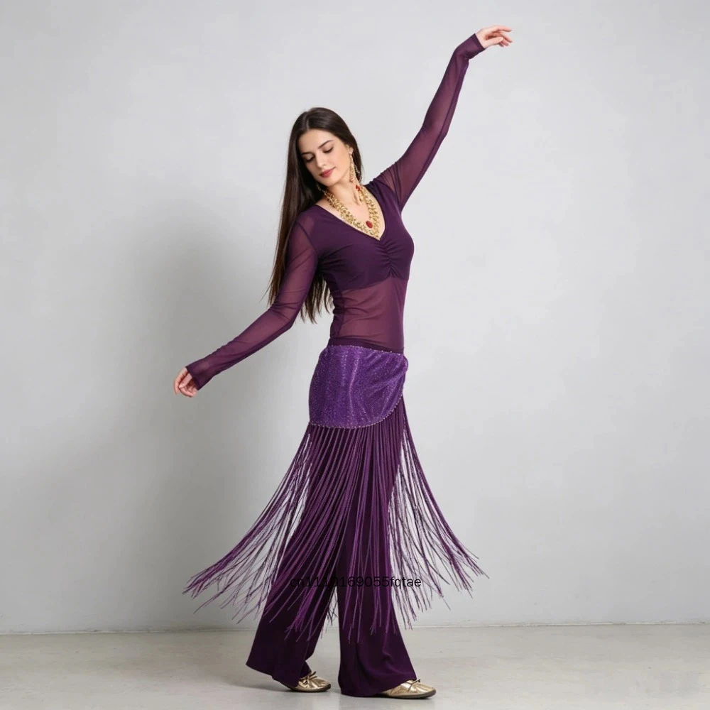 Adult Belly Dance Costume Set Professional Top Pants Hip Scarf Lady Oriental Dance Outfit For Practice Stage Performance Daily - view 3