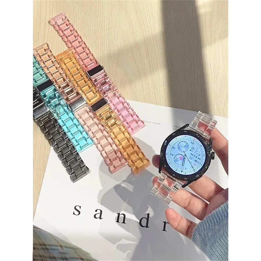 22mm 20mm para Huami Amazfit Bip 6 5 3 Pro U Pro S Lite Active 2 GTS GTR 2 2e 3 4 Mini Pro correa de resina transparente pulsera