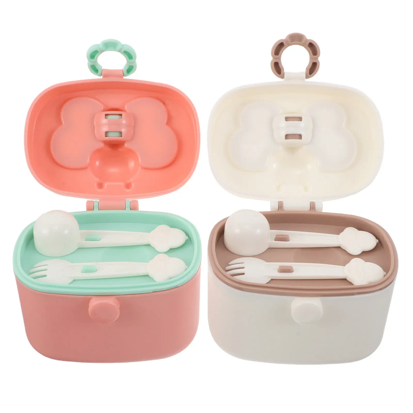 2Pcs Compact Baby Formula Dispenser Portable Milk Powder Box Almond Blossom Color Effortless Precise Dispensing