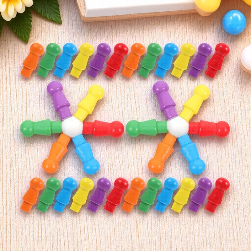120Pcs Colorful Wooden Chinese Checkers Pegs Vibrant Board Game Pieces Replacement Pawns for Strategy Games Chess Set Game