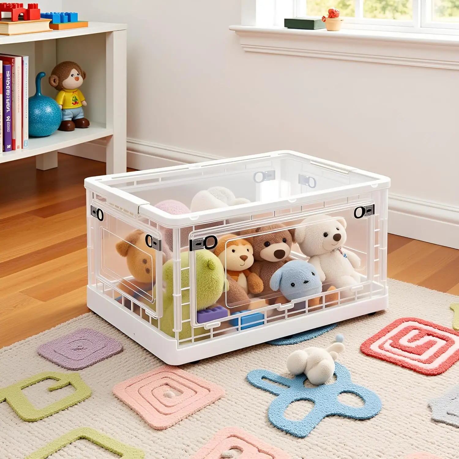 

88 QT Clear Storage Bin with 5-Sided Open Lid, Stackable Plastic Storage Bins For Bedroom, Living