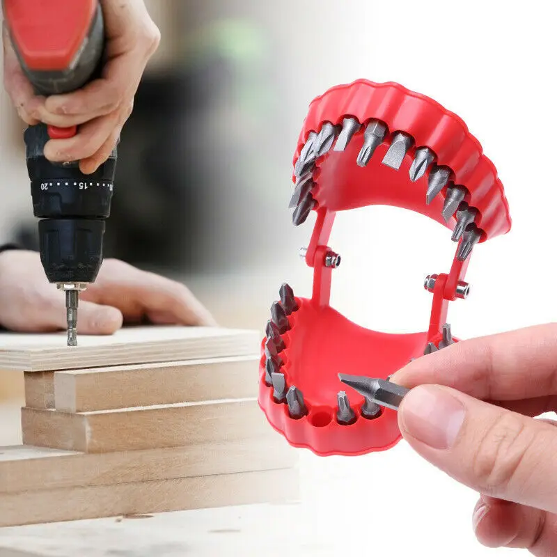 

Denture Drill Bit Holder Screwdriver Drill Bit Set Denture Holder Holds Up To 28 Drill Bits Teeth Model with Magnet