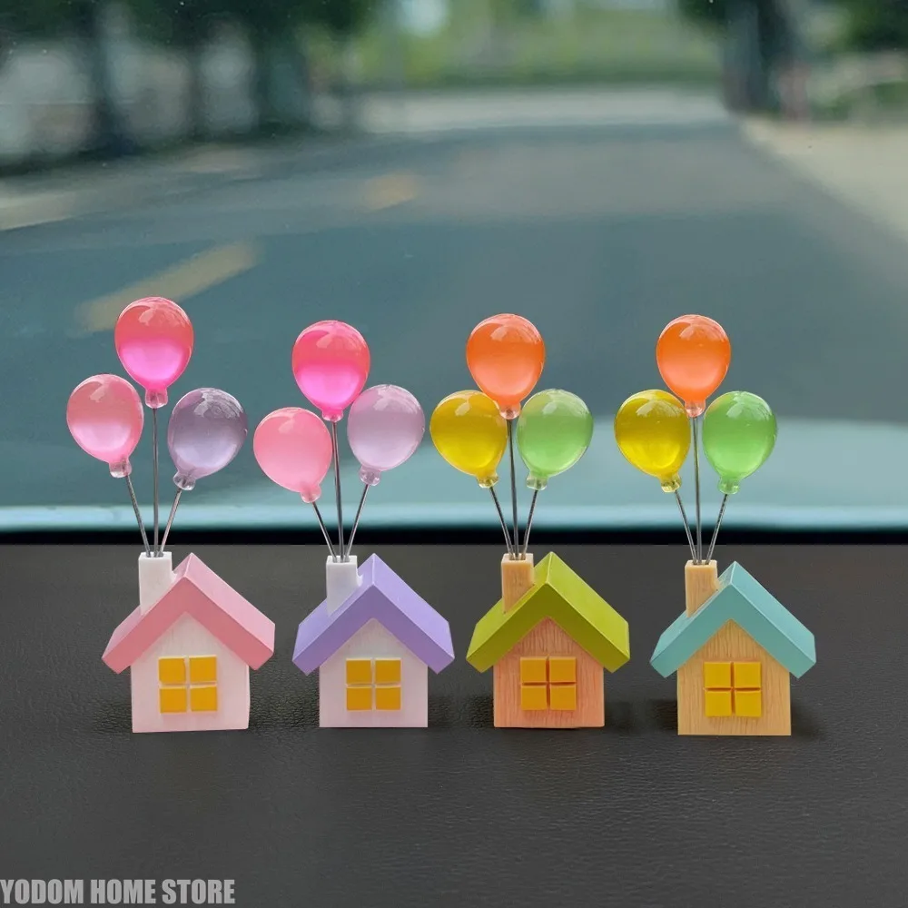 1 Pack Car Decoration Balloon House Car Dashboard Mirror Cartoon Resin Decoration Mini DIY Decoration Accessories Figurines view 2
