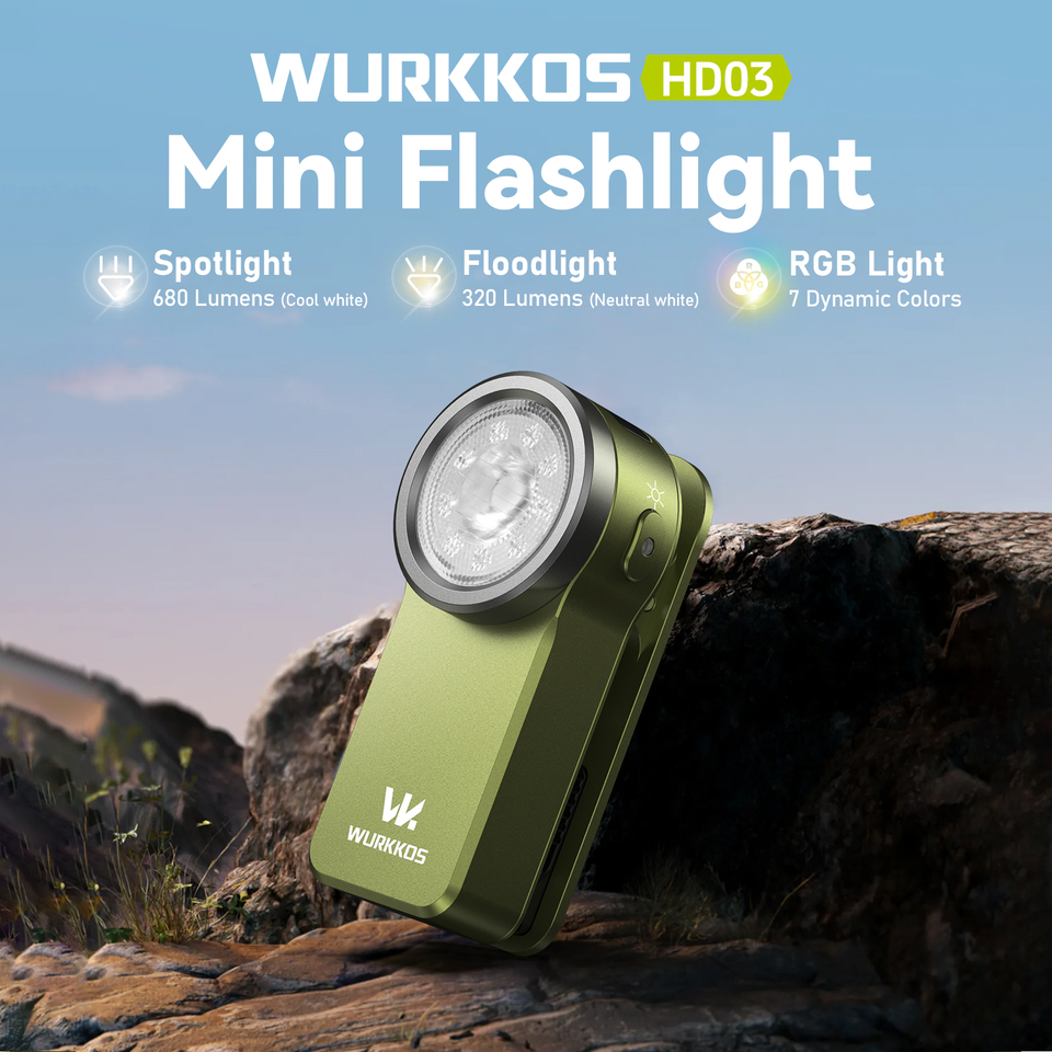 Wurkkos HD03 680LM Mini Headlamp, RGB Clip Light,Spot and Flood, IPX6 Waterproof, Portable EDC Flashlight, Outdoor Torch