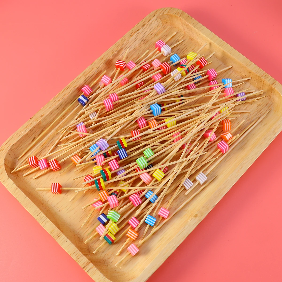 

100pcs Bamboo Cocktail Picks Fruit Sticks Elegant Handmade Creative Shapes Safe Sturdy Bar KTV Clubs Parties Wedding Decor