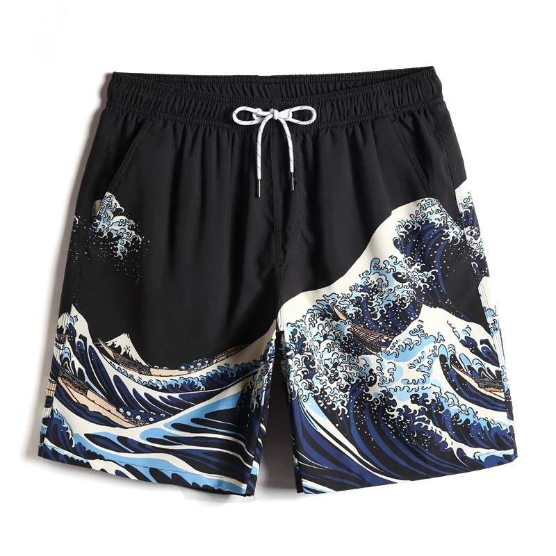 Printed summer beach shorts for men quick dry plus size loose breathable casual shorts