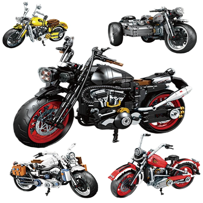 

MOC City Technical Motorcycle Moto Car Model Building Blocks Retro Racing Motobike Vehicles Bricks DIY Toys for Children Gifts