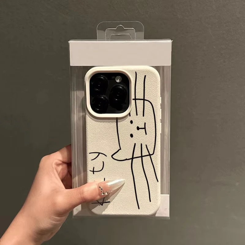 مجردة الإبداعية لطيف القط جراب هاتف مناسبة آيفون 17 برو ماكس 16 15 14 12 11 13 16 زائد Lichee نمط غطاء من السيليكون #3