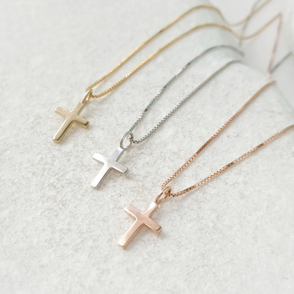 Cross chain pendant minimalist Christian necklace elegant yet casual pendant necklace box chain gift for her