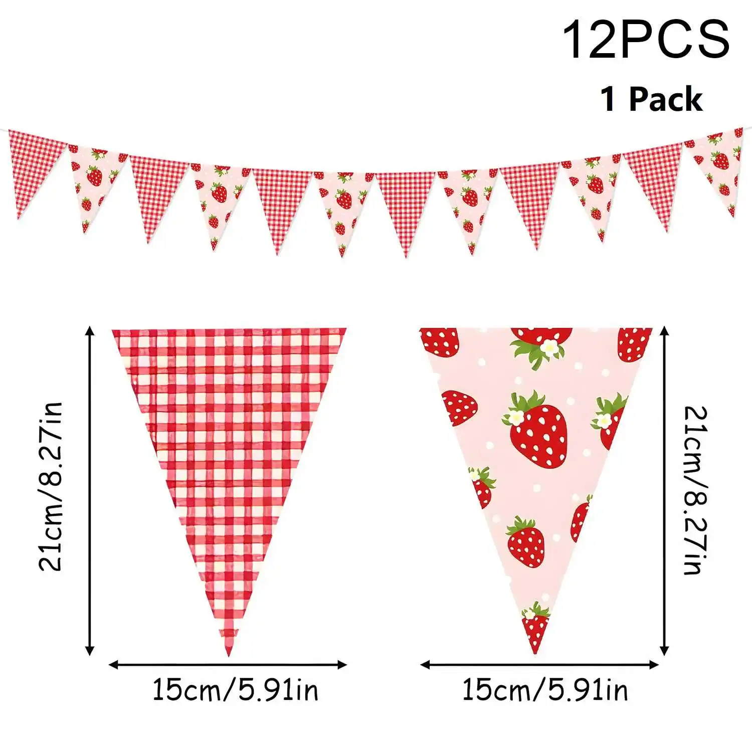 Erdbeer-Themen-Geburtstagsbanner für Kinder Süße Frucht-Blumen-Waben-Ornamente Babyparty Mädchen Feier Partydekoration – Detail 7
