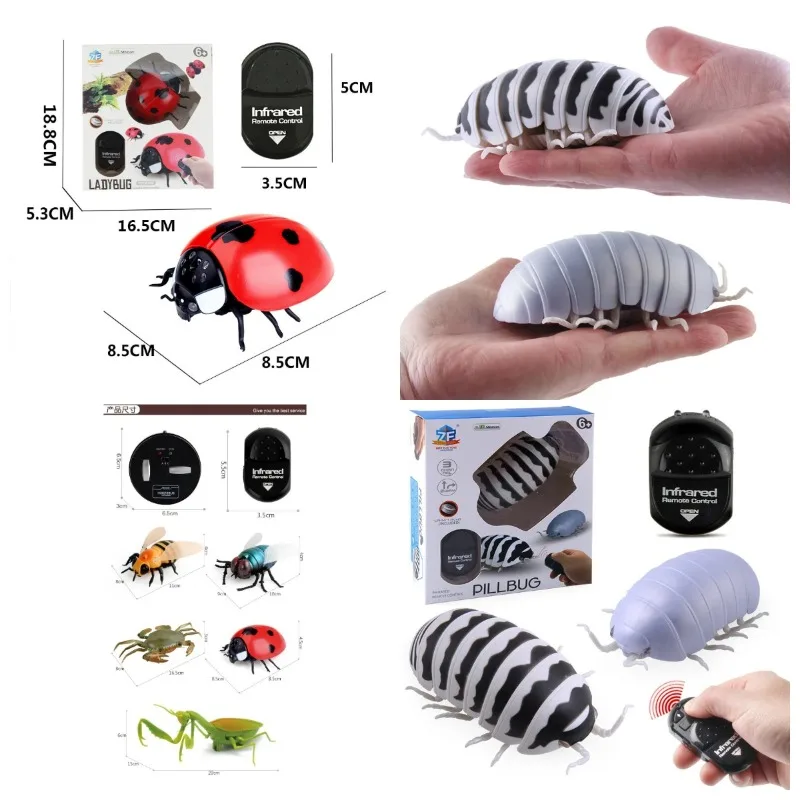 Origina Cute Simulated Insect Pillbug Crab Pet Mantis Model Figure Remote Control Car Kawaii Anime Model Toys Gift