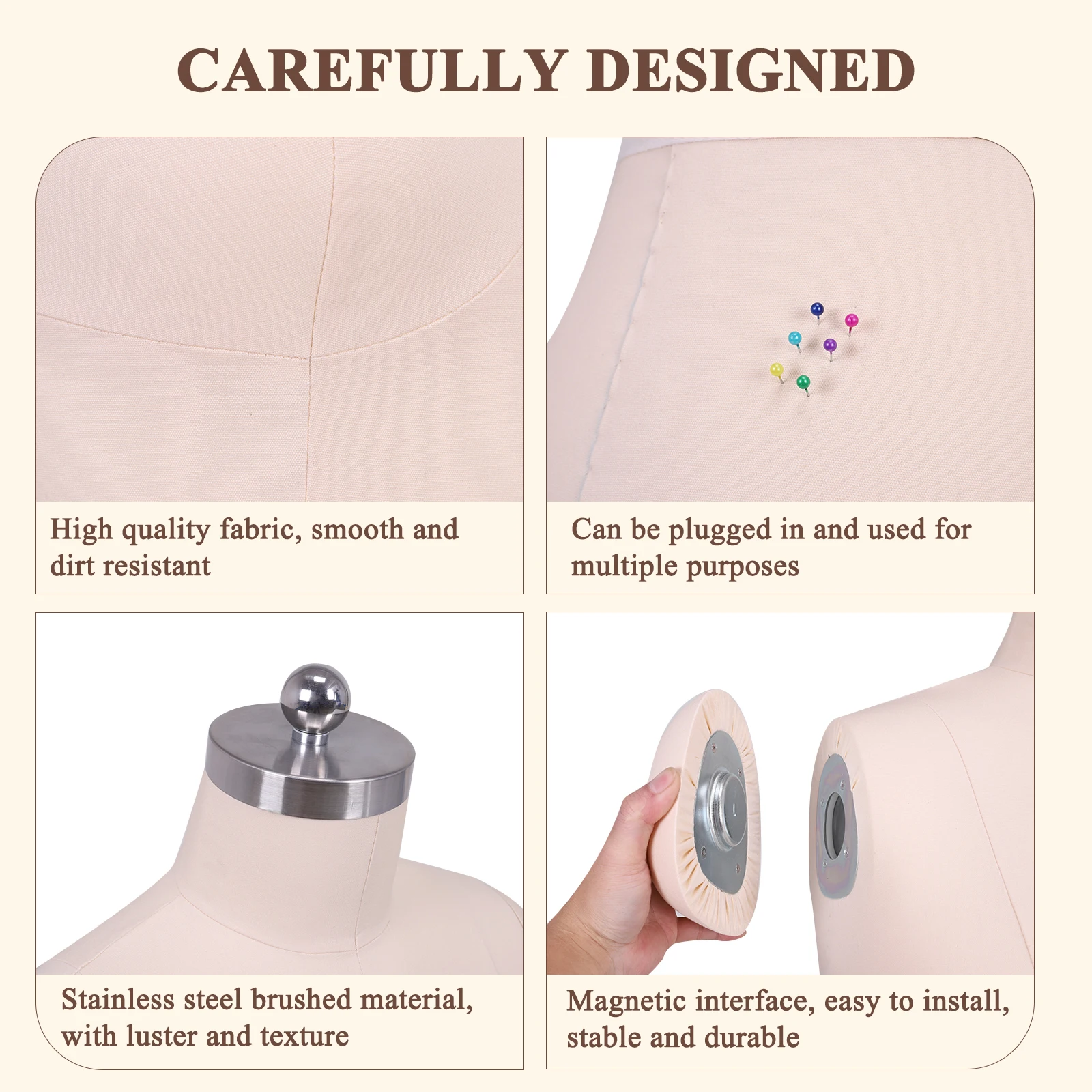 

High Quality Female Half Body Mannequin Sewing Tailor Dress Form Torso Metal Base for Clothes Design Shop Window Display Stands