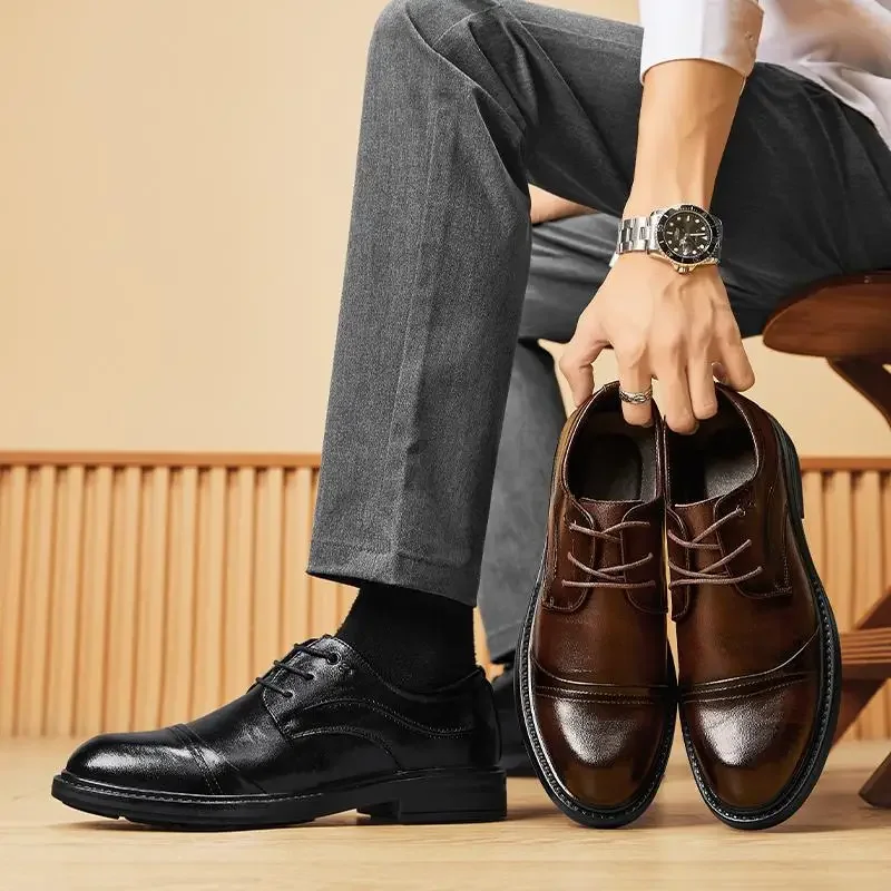 Herren schuhe klassisches britisches Business kleid Herren lässig Leder schwarz Bräutigam Hochzeits anzug Flut