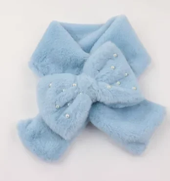 Sweet Girl Cute Bow Scarf Winter New Japanese Kawaii Plush Imitation Rabbit Fur Warm Scarf Women Lolita Hair Accessories Girls