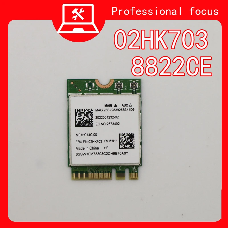 

WiFi for Lenovo, RTL8822CE 802. 11ac BT 5.0 NGFF FRU 02HK703 Eowrk Card for Lenovo E460 E465 E470 E470 E56 0 570