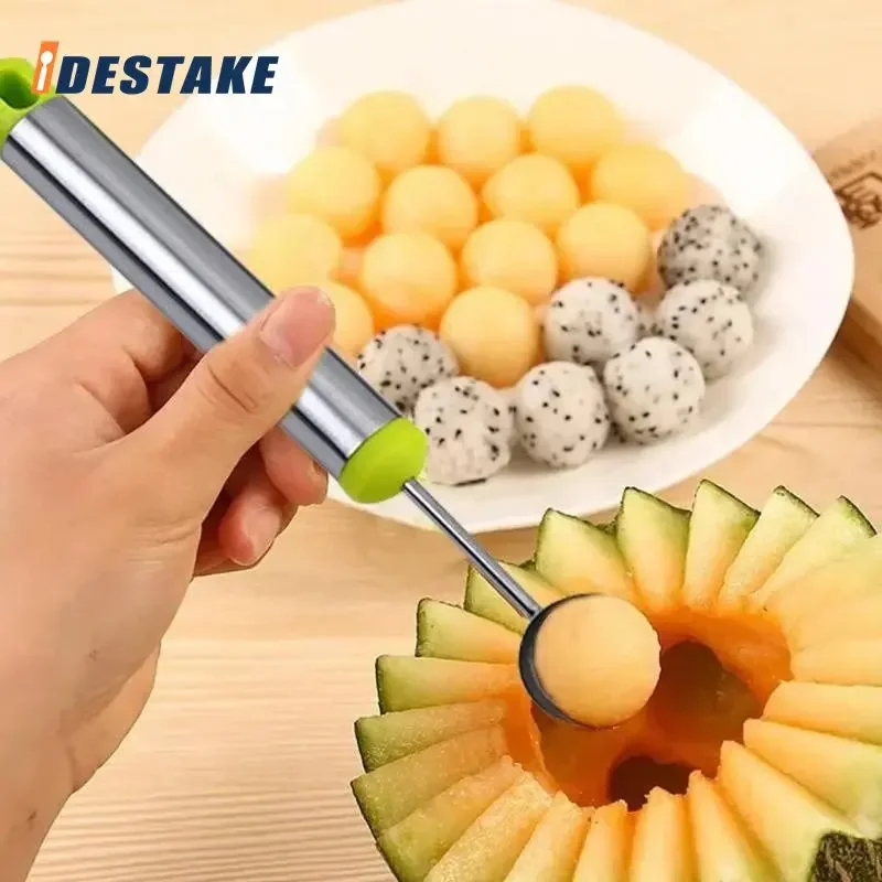 Melon Watermelon Ball Scoop Fruit Spoon Ice Cream Sorbet Stainless Steel Cooking Tool Fruit Plate Tool Kitchen Accessories