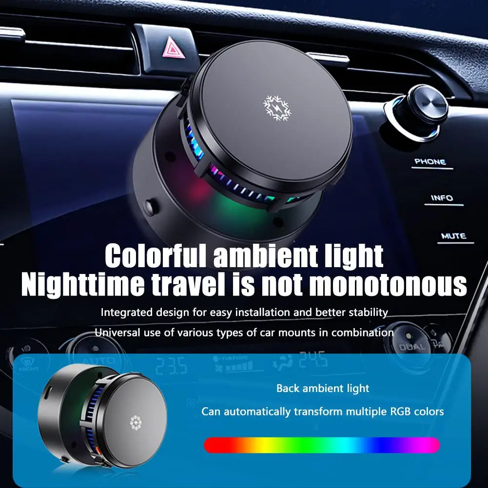 X19 RGB Semiconductor Cooling Refrigeration Wireless Car Vacuum Sucker Universal Magnetic Charger Magsafe Car Clip Mount Charger