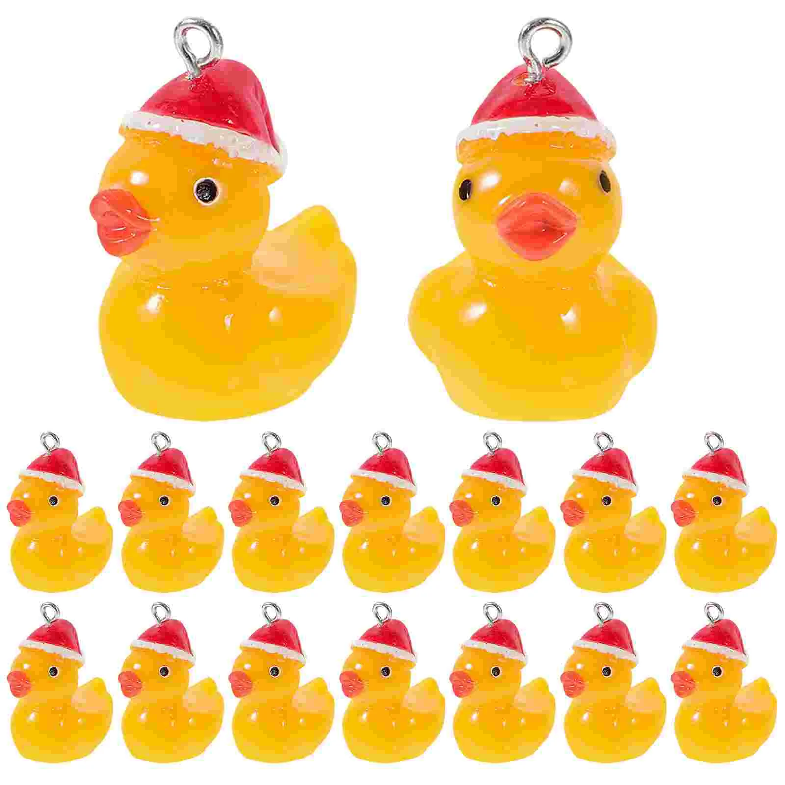 Necklace Charms Resin Christmas Hat Duck Pendant DIY Card Earrings Keychain Tree Decoration 20pcs Jewlery Mini Animal Statue