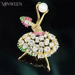2023 New Luxury Lovely Ballet Girl Lucky Design Gemstone Fine Quaity Brooch