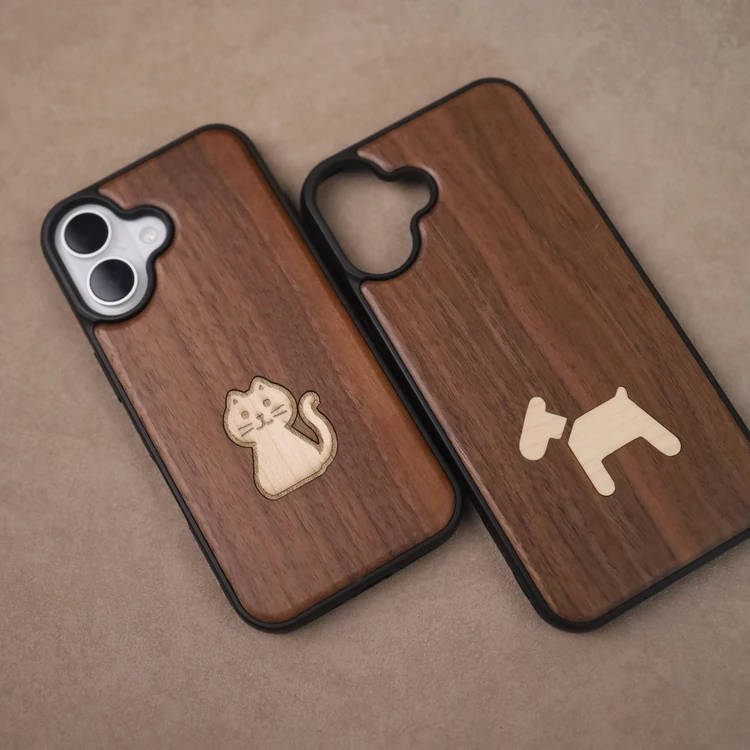 

Handmade Solid Walnut Wood MagSafe Magnetic Case for iPhone 16 / 16 Pro / 16 Pro Max – Full Protection Wooden Phone Cover