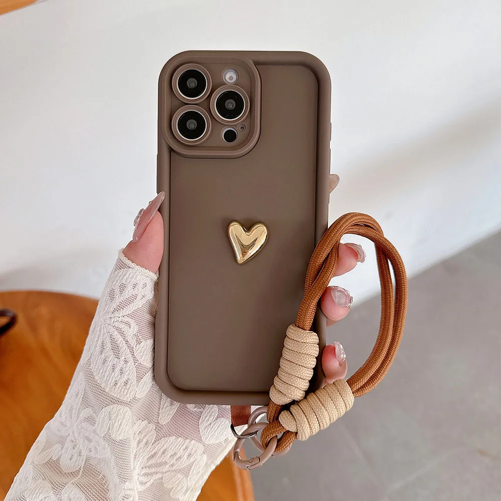 Para oppo a59 a58 a57 a56 a55 5g a54 4g a53 a52 a31 a32 a8 a5 a9 2020 a53s a54s a57s com alça de cordão coração capa de telefone macia