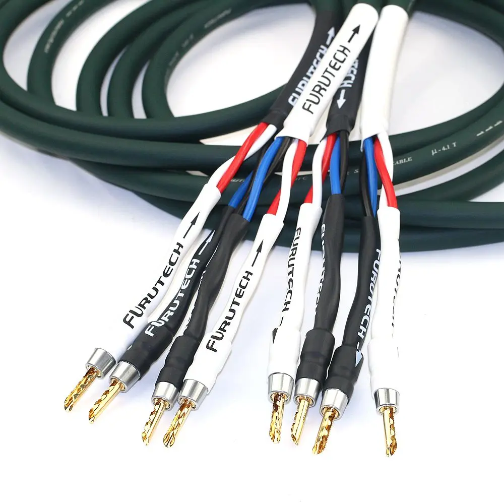 Original Japanese Furutech μ -4T OFC 7N 4-core Speaker Cable 2 to 2 Main Speaker Cable 2 to 4 Dual Line Splitter Banana Plug